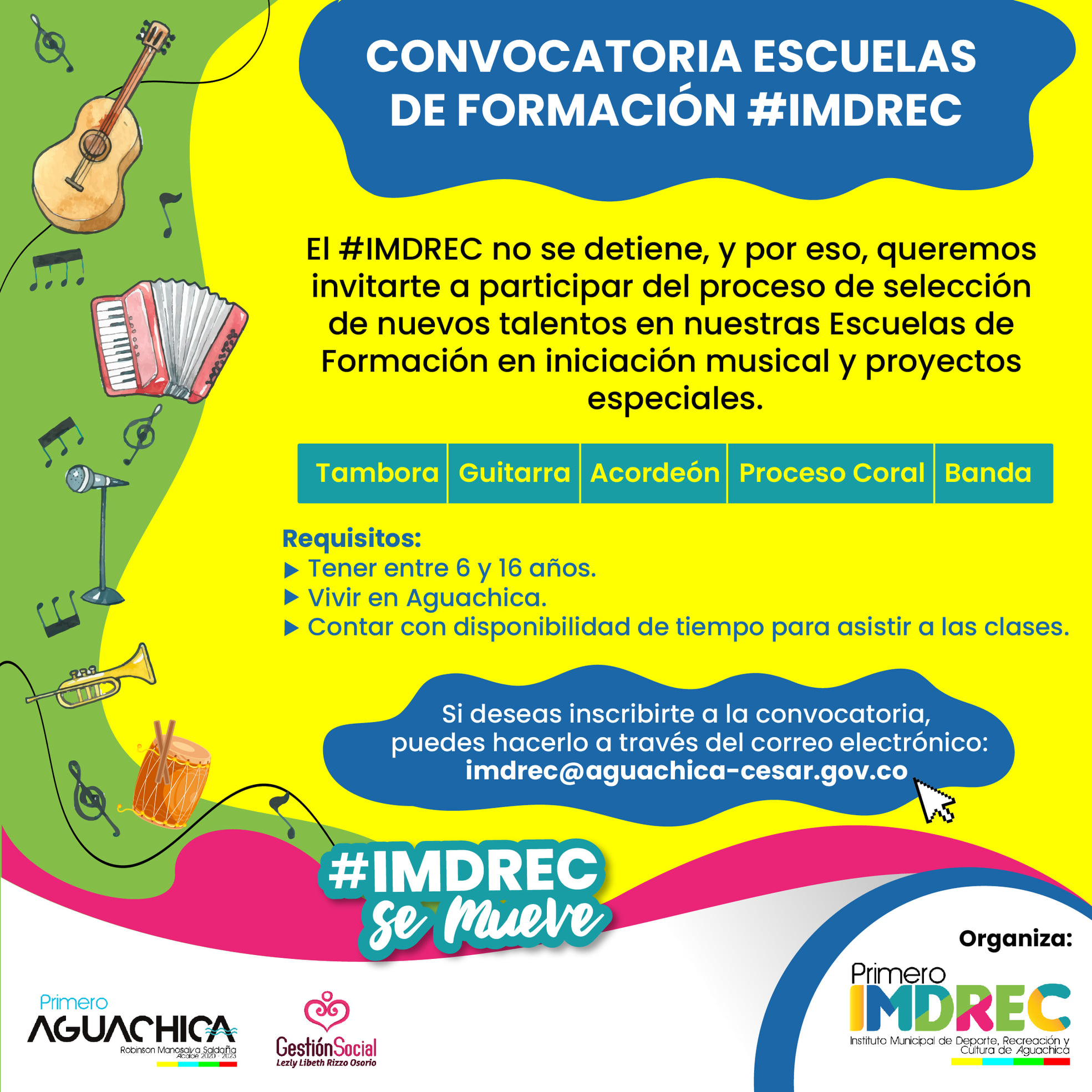 IMDREC amplía plazo de convocatorias en procesos de formación musical