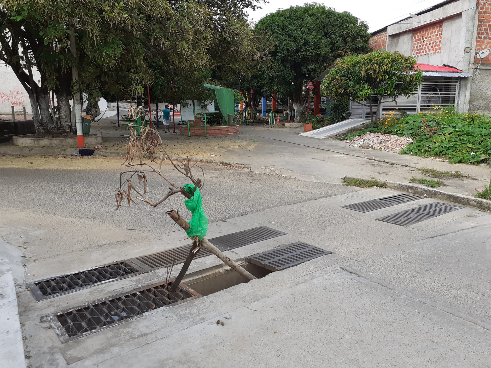 Comunidad de la carrera 24 con calle 6 denuncian robo de rejillas y piden limpieza de lote