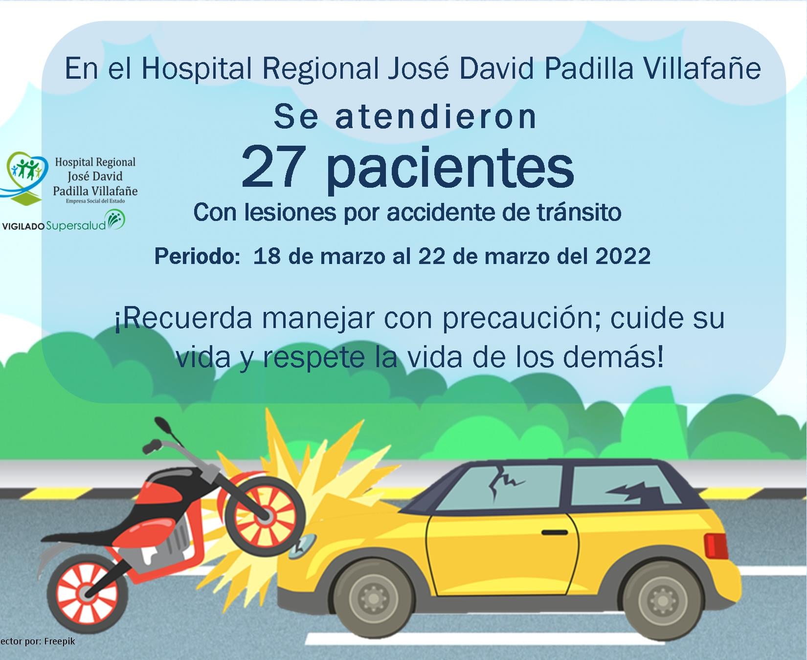 Salas de urgencias de los centros asistenciales de Aguachica reportan hasta un 70% de ingresos por accidentes de tránsito los fines de semana