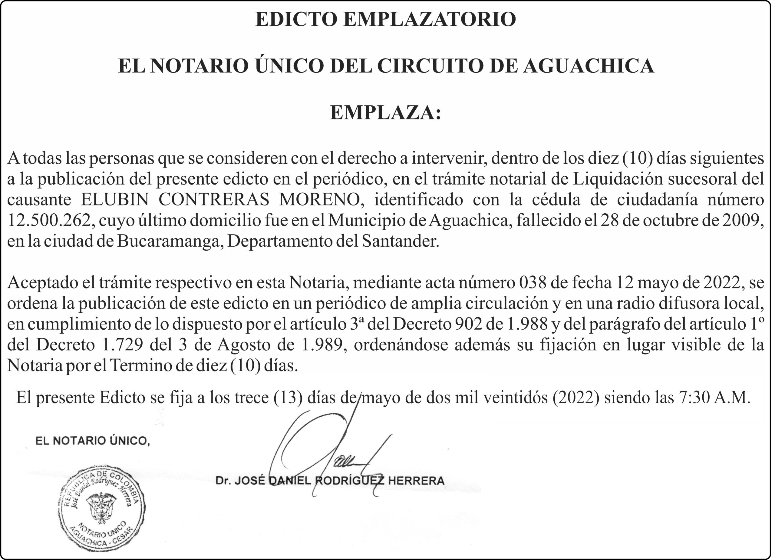 EDICTO EMPLAZATORIO