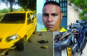 Un muerto y un herido en choque de dos motocicletas y un taxi en Aguachica