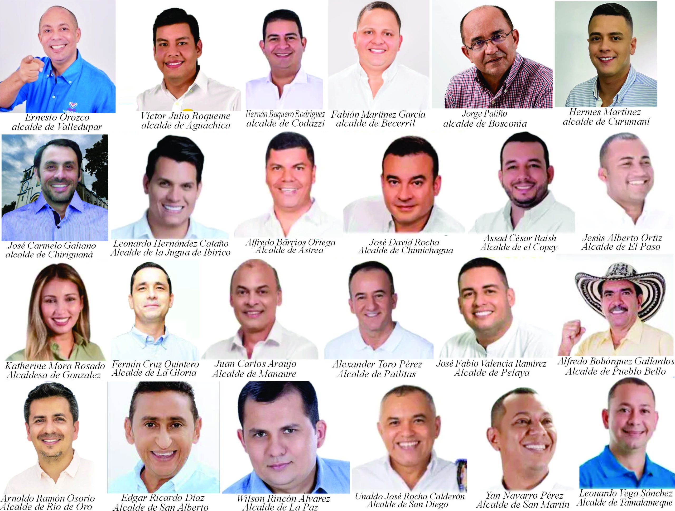 Alcaldes electos de los 25 municipios del departamento del Cesar periodo 20242027